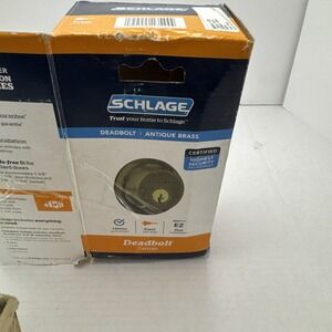 SCHLAGE‎ B60N G 609 Single Cylinder Antique Brass Deadbolt Keyed One Side